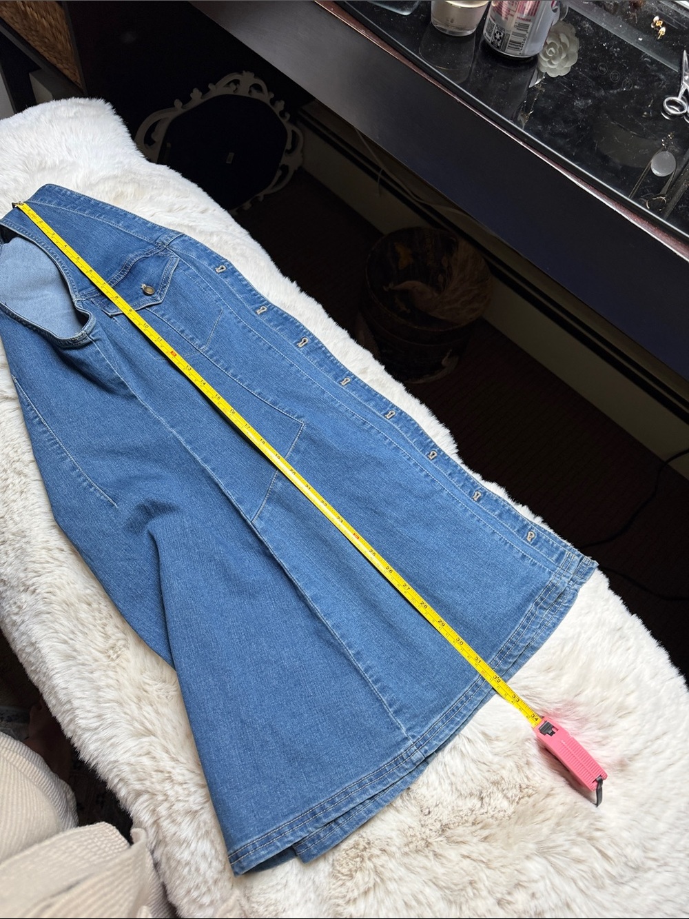 Free People Blue Denim Button-Front Mini Dress - Picture 9 of 13